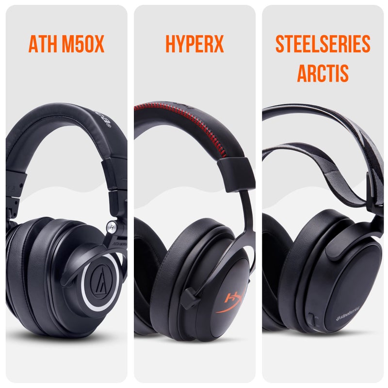 WC Wicked Cushions PadZ - Thick & Soft Ear Pads for ATH M50X / M40X / SteelSeries Arctis/HyperX Cloud & Alpha/Logitech G Pro X/Compatible with Over 50 Headphones | Black - Image 5